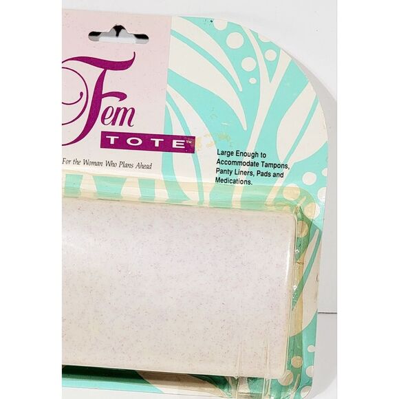 Vintage 1992 White Fem Tote Feminine Carrying Case. Tampons Panty Liners Pads - Picture 6 of 10